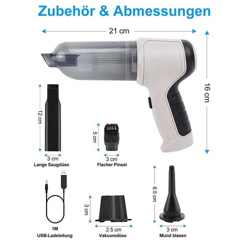 4In1 120W Cordless Air Blower Handheld Portable Air Duster Mini 9000Pa Wireless Car Vacuum Cleaner Cyclonic Suction Home