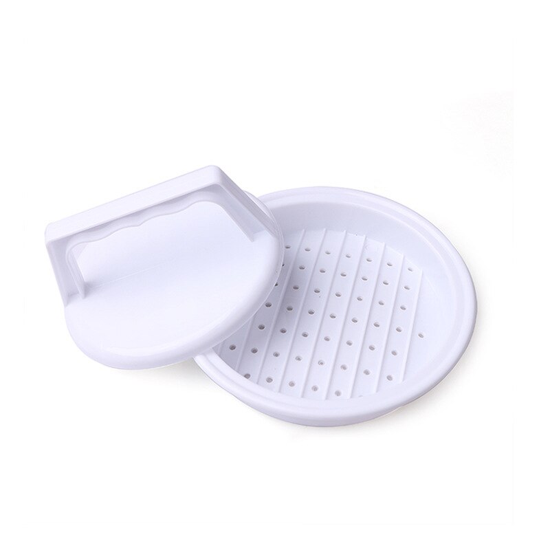 Hjem diy hvit plast hamburger kjøtt biff grille burger presser patty maker form form kjøkkenmaskin