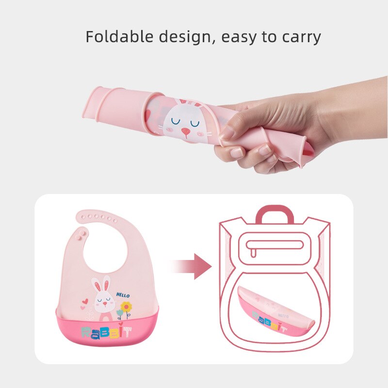 Adjustable Silicone Baby Bibs Cute Cartoon Print Boys Girls Bibs Waterproof Feeding Infant Bibs Baby Accessories