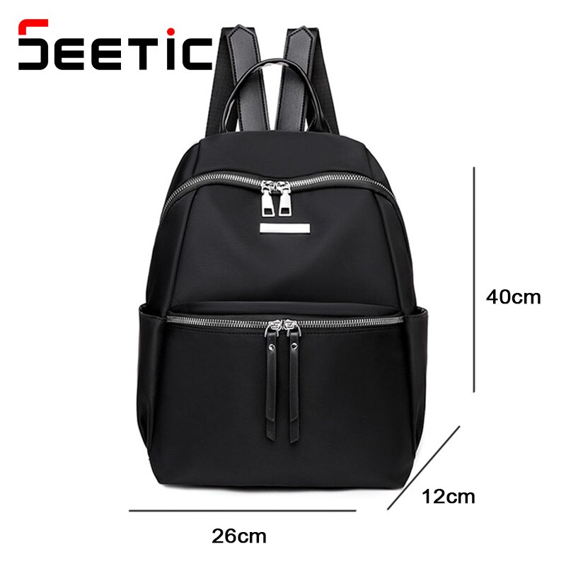 SEETIC Frauen lässig Rucksack Schule Rucksack Weiblichen Taschen Reise Feste Farbe Rucksack Frauen Wasserdichte Oxford Schule Rucksack