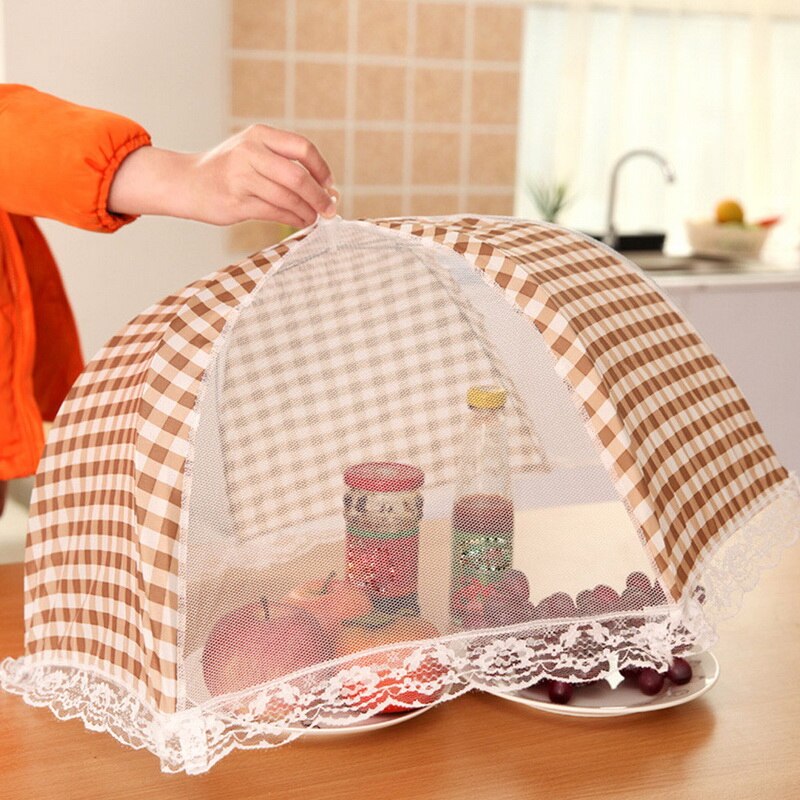 Paraplyhygien rutnät stil mygga mat skål täcka bbq picknick köksutrustning kök vikt nät mat fodral