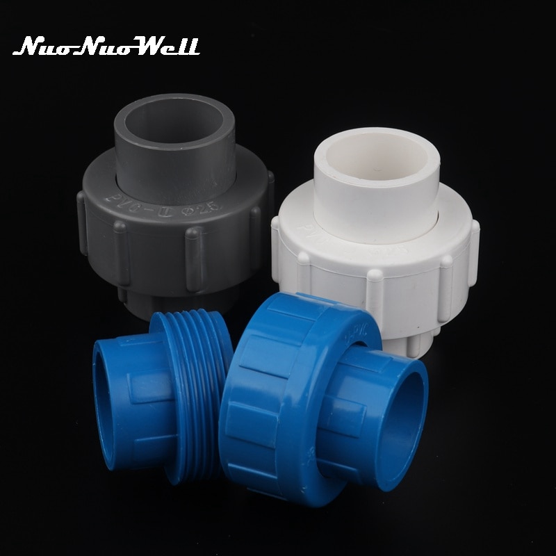 1pc 25mm PVC Union Connector 3/4" Water Pipe Straight Connector PVC Pipe Adapter Detachable Joints For Garden Irrigation Union