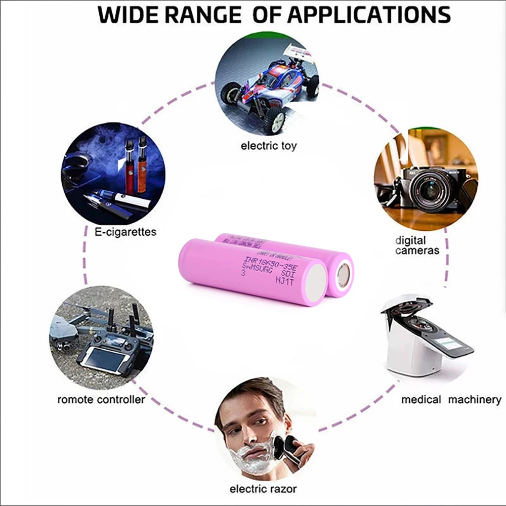 18650 35E Battery 100% Genuine INR18650-35E 3500mAh 3.7V 20A Rechargeable Lithium Ion Battery for Toys Power Tools Flashlight