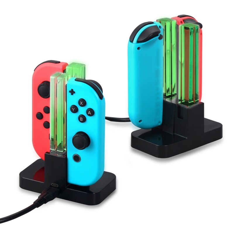 LED USB Charging Dock Station Charger Stand for Nintendo Switch 4 Joy-Cons Controller