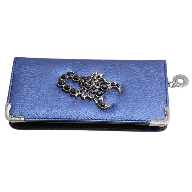 Cartera bolsa de mano con cremallera esqueleto titular de la tarjeta de embrague cartera femenina RD678051: dark blue scorpion