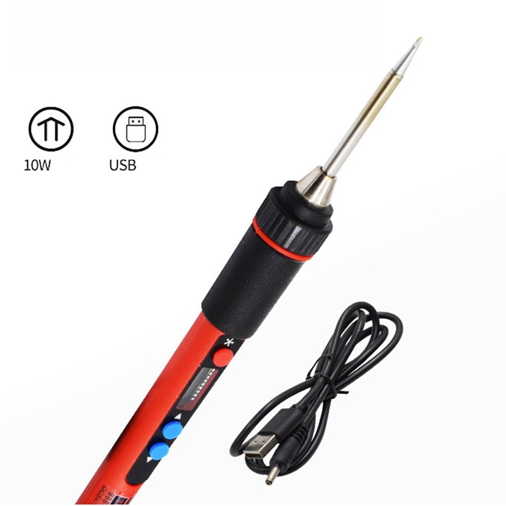 Kit de herramientas de soldador eléctrico 5V, 10W, USB, temperatura ajustable, LED, Digital, interno, con puntas de soldadura