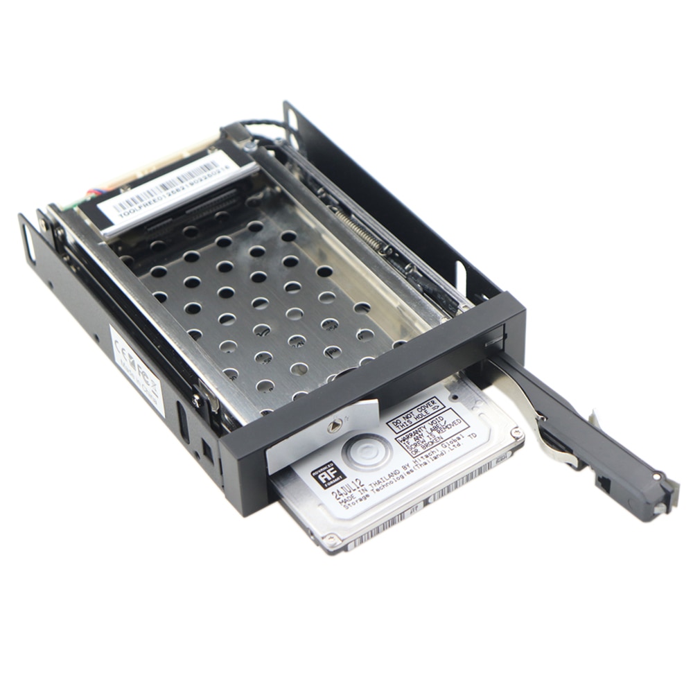 Fuld metal 2 bay 2.5 tommer sata hdd ssd mobil rack kabinet med strømdatakabler til 3.5 " floppy drive bay swap