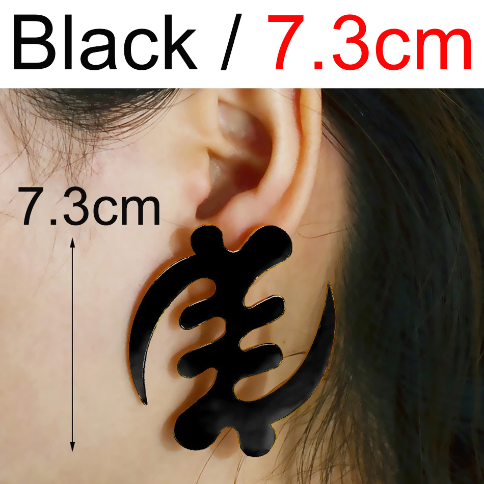 Anniyo (One Pair) 5.2cm/7.3cm African Symbol Big Earrings Adinkra Gye Nyame Hyperbole Stud Earrings Ethnic Jewelry #203821: ROSE GOLD COLOR