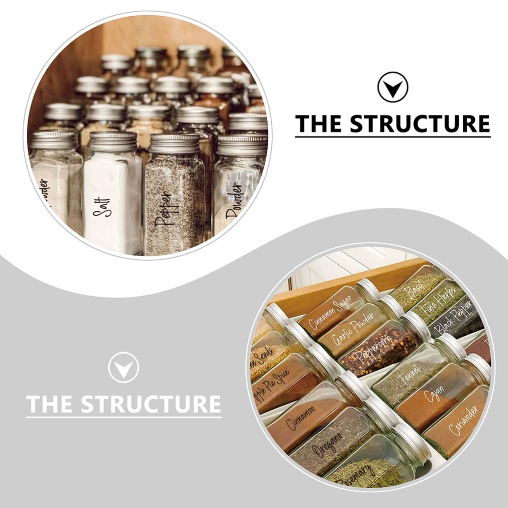 1 Set 274pcs Spice Name Label Sticker Ingredients Labels for Decor (Black, White)