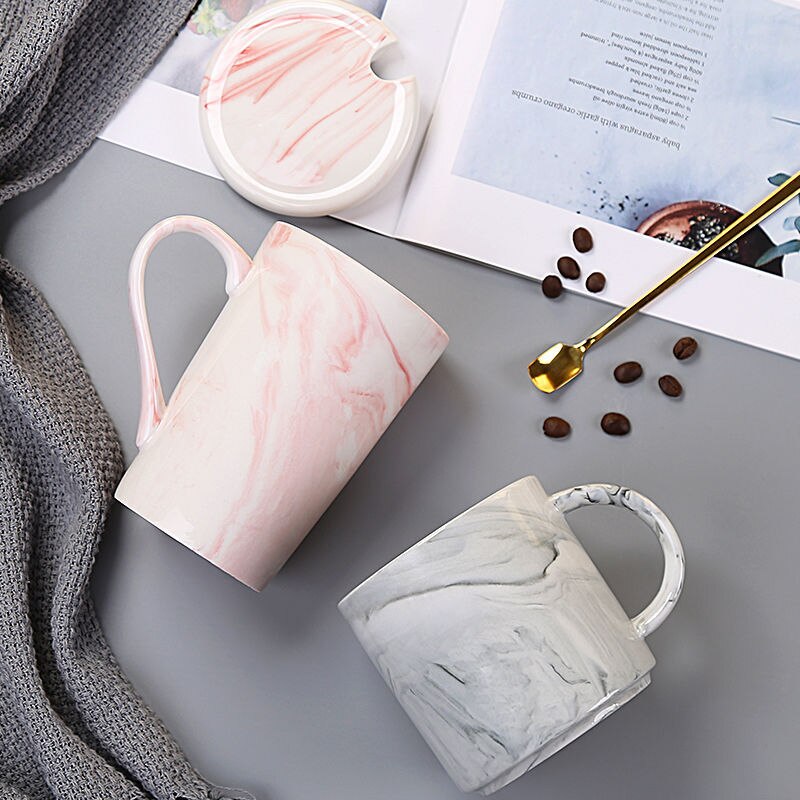 400ml marmor keramiska muggar rese kaffemugg mjölk tekoppar herr och fru muggar rosa grå frukost heminredning