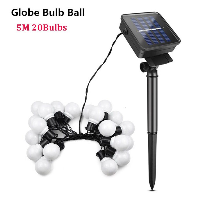 Zonne-energie Wandlamp Outdoor Verlichting Led Fairy String Lights Straat Lamp Zonlicht Buiten Balkon Tuin Licht Decoratie: 5M Ball Bulb / White