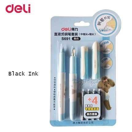 Deli pen Candy Fountain pen writing stationery blue ink pen school & business supplies for kid writing tools: s691 blue