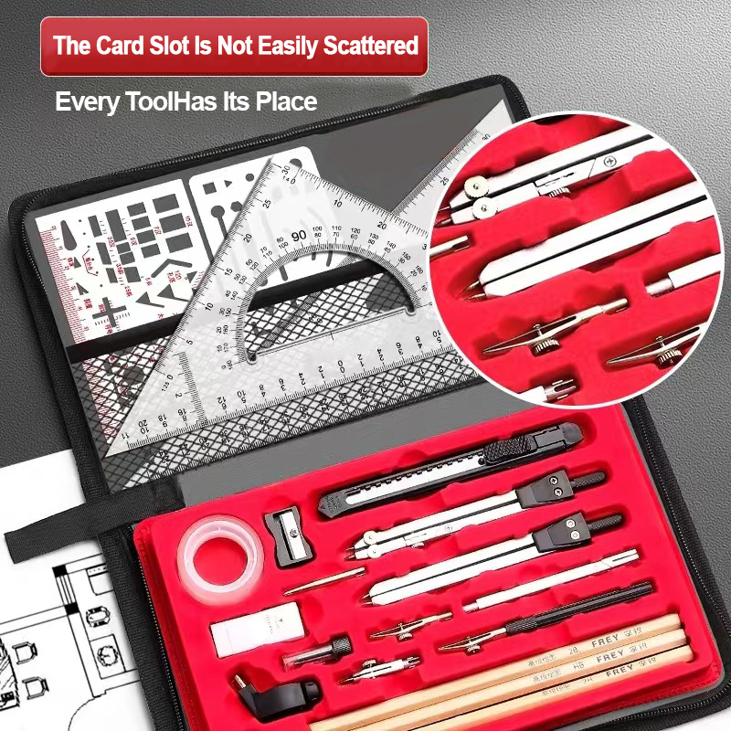 Mechanical drawing tool set, compass for drawing, engineering drawing tool kit for college students, engineering dr