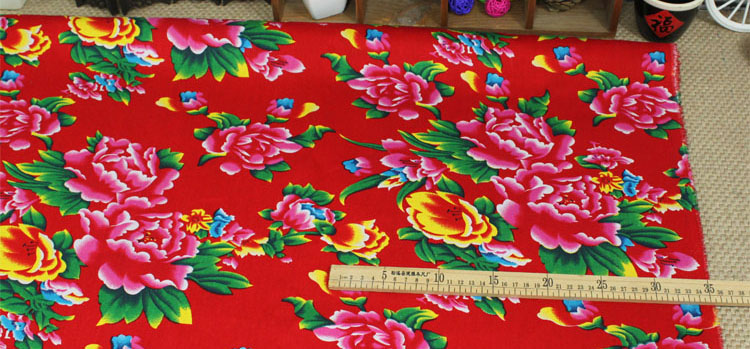 100% baumwolle verrotten SCHWARZ GRÜN BLAU Ethnische Chinesischen Traditionellen Pony Blumen stoffe für DIY Bekleidung Handwerk Tischdecke Kissen Dekor: rot / 100X160CM