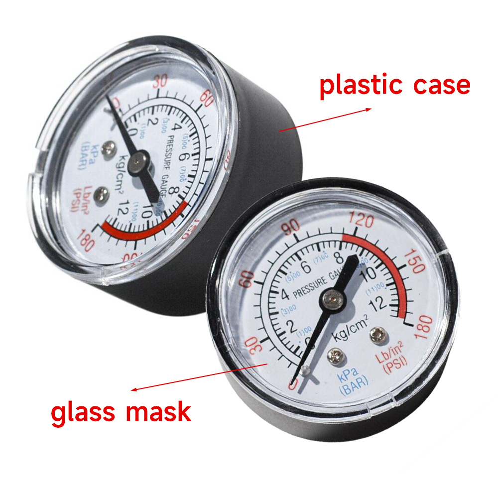 Luchtdrukmeter Compressor Pneumatische Hydraulische Vloeistofdrukmeter 52Mm Schroefdraad 1/4 0-12Bar/0-180Psi Meetmanometer