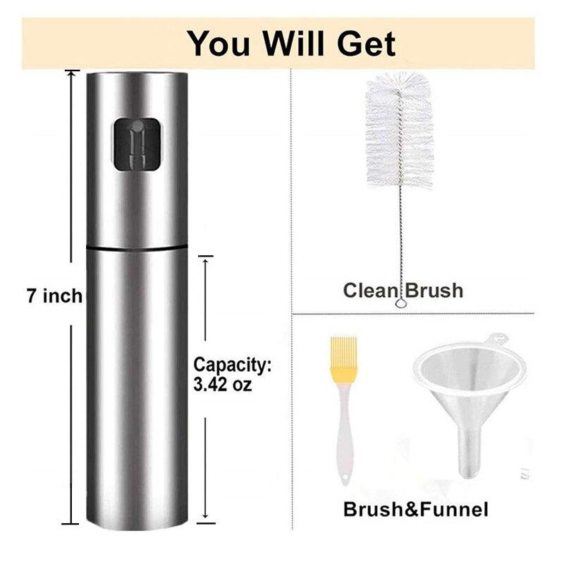 Verbeterde olijfolie-verstuiver, roestvrijstalen oliedispenser, spuitfles voor het spuiten van azijn in de keuken, koken, salades, barbecues