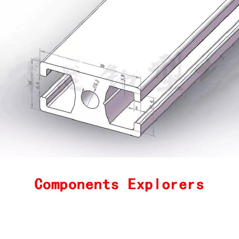 Arbitrary Cutting 1000mm 1530G Aluminum Extrusion Profile,Silvery Color.