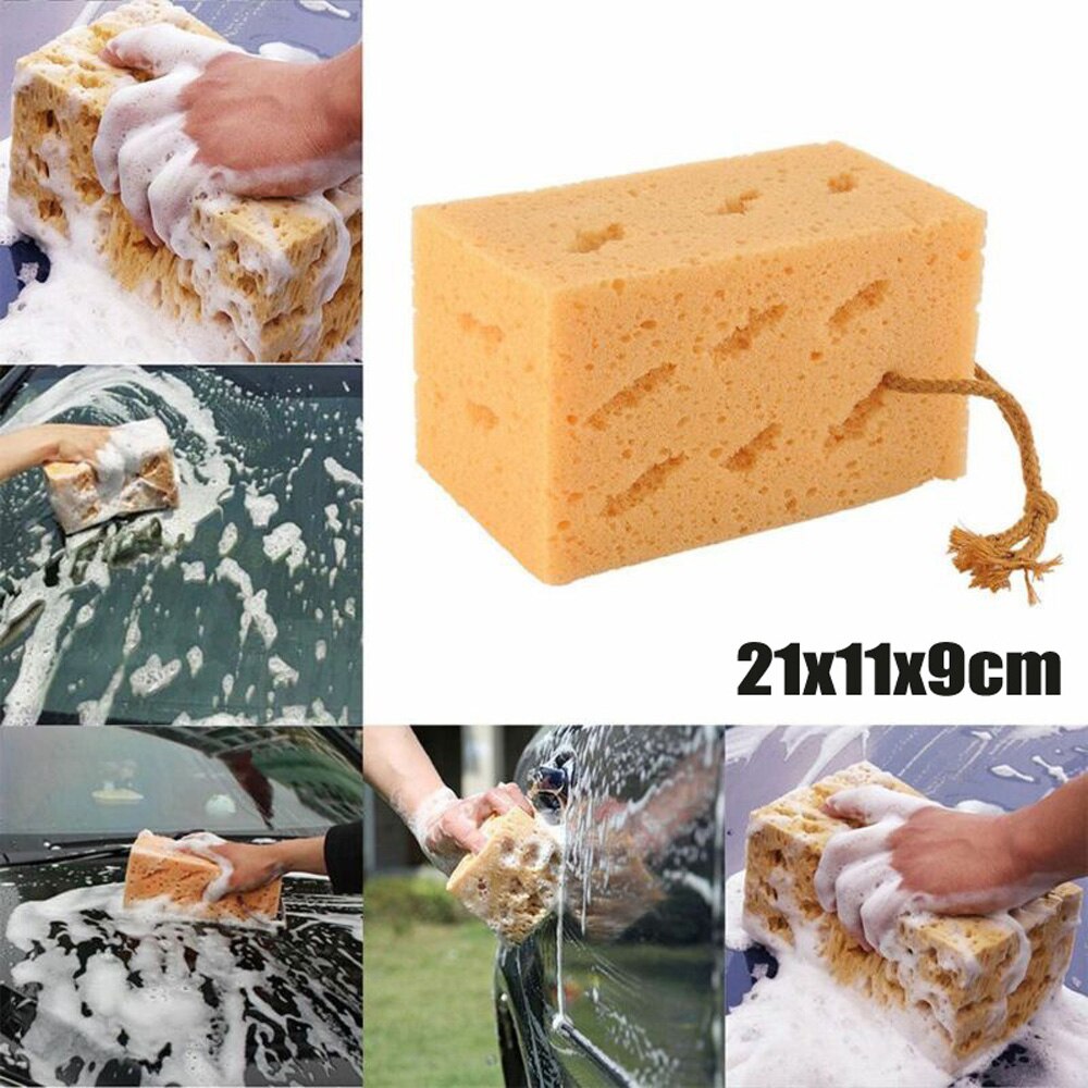1x 21x11x9cm Auto Washing Yellow Sponge Cleaning Reusable Home Supplies Tools