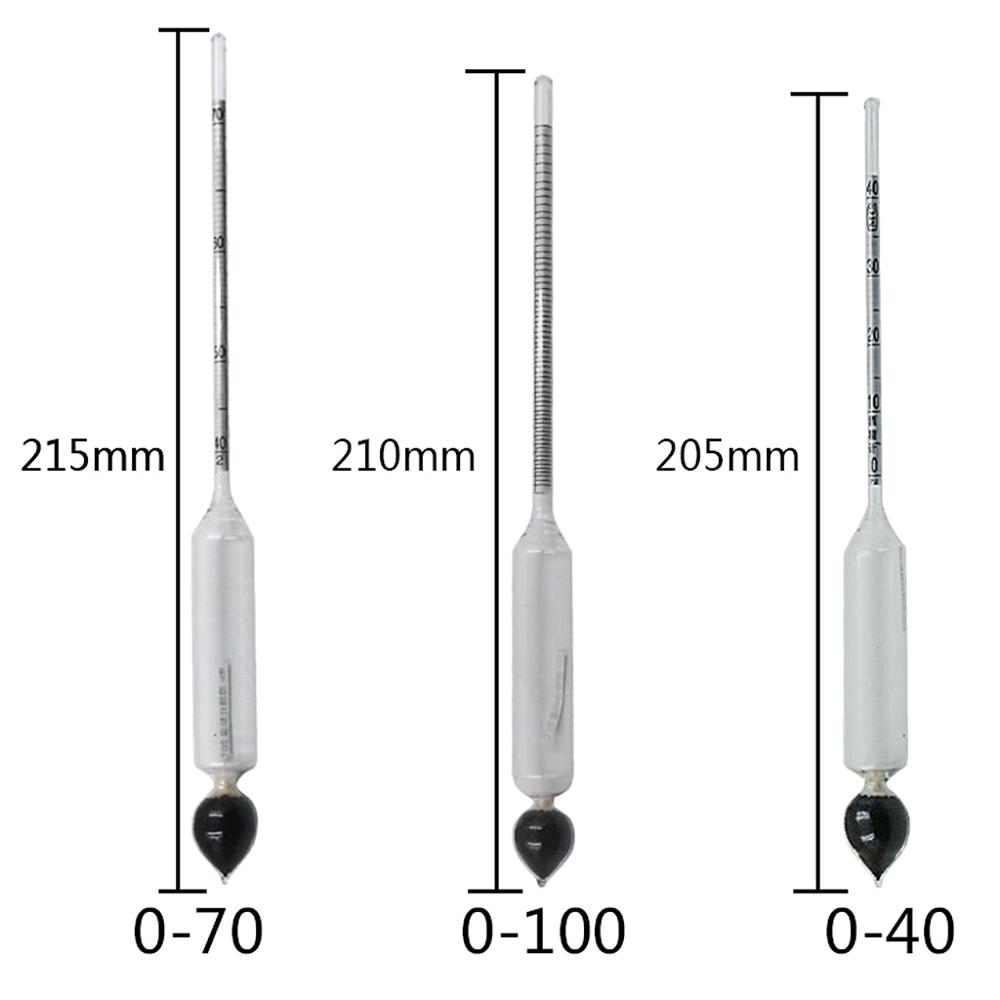 3pcs Glass Alcohol Meter Hydrometer Tester 0 to 100% With Thermometer Gadget Case Kit For Wine Instruments