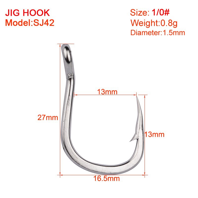 20pc Saltwater Fishing Hook SJ42 JIGGING HOOK 3/0#-11/0# Model Stainless Steel Fishhook Made in Taiwan: 1 0