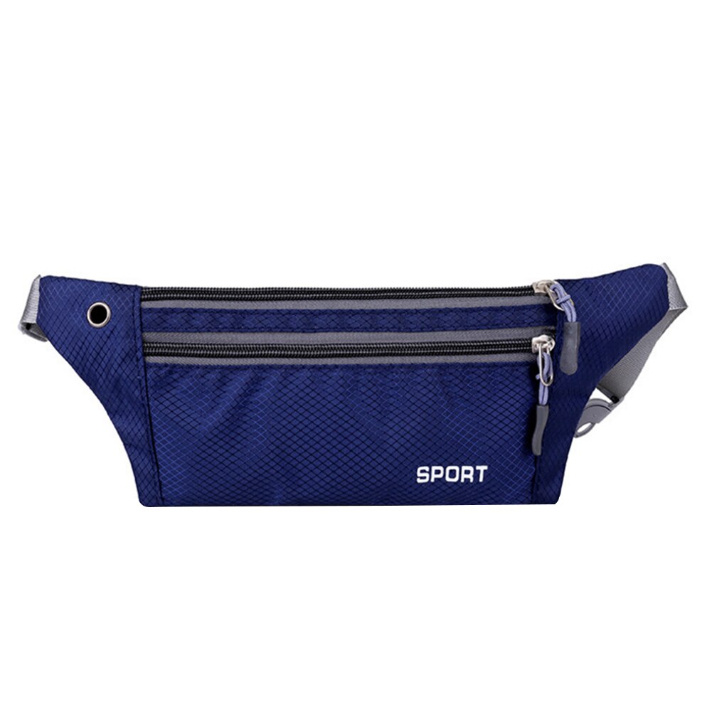 Running Waist Bag Outdoor Sports Jogging Fanny Phone Holder Belt Pack Canvas Men Women Phone Key Zipper Fitness Cycling Pouch: Dark Blue 22x12cm