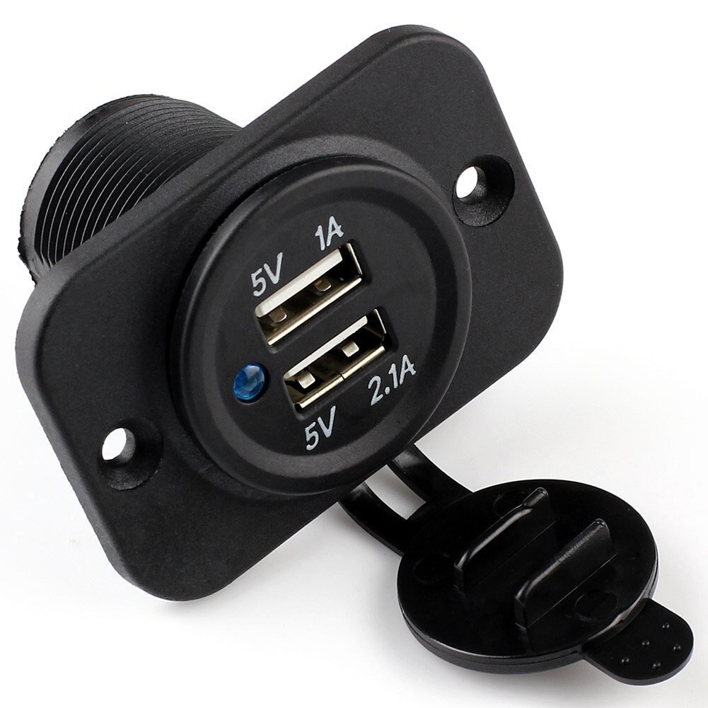 3.1 ampère universele autolader usb voertuig  dc12v waterdichte dubbele usb lader 2 poorts stopcontact voor auto boot marine motorfiets