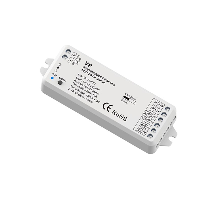 SKYDANCE Led RGBW Strip Controller 12V 24V 2.4G RF Remote Wireless 6A 4 Channel 15A Output Ribbon Tape String Controller