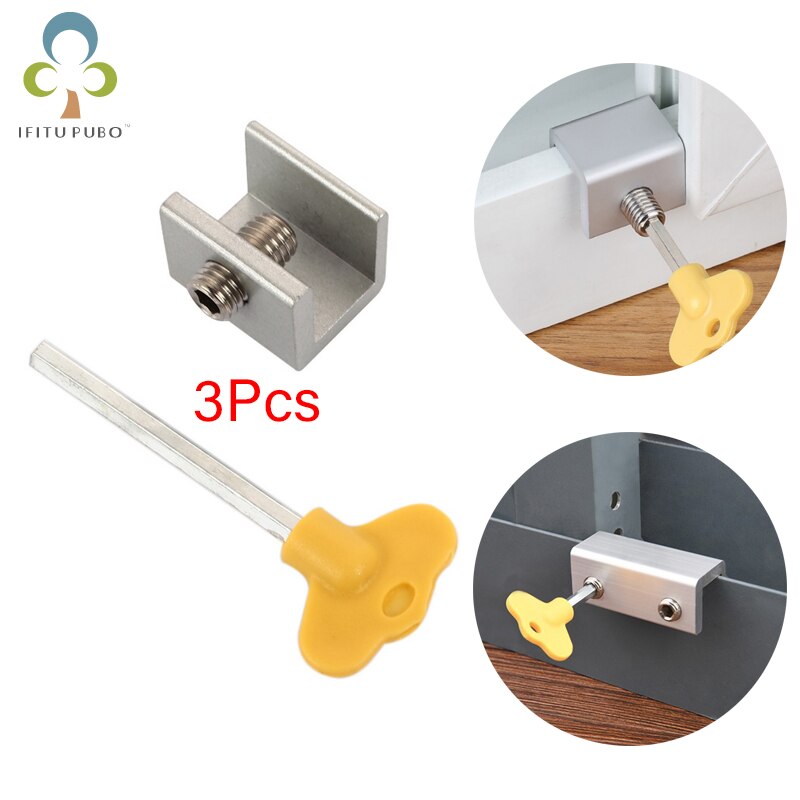 3Pcs/set Plastic metal Door and Window Stopper Child Window Lock And Window Screen Lock Safety Sliding Window Frame Stopper YJN: Default Title