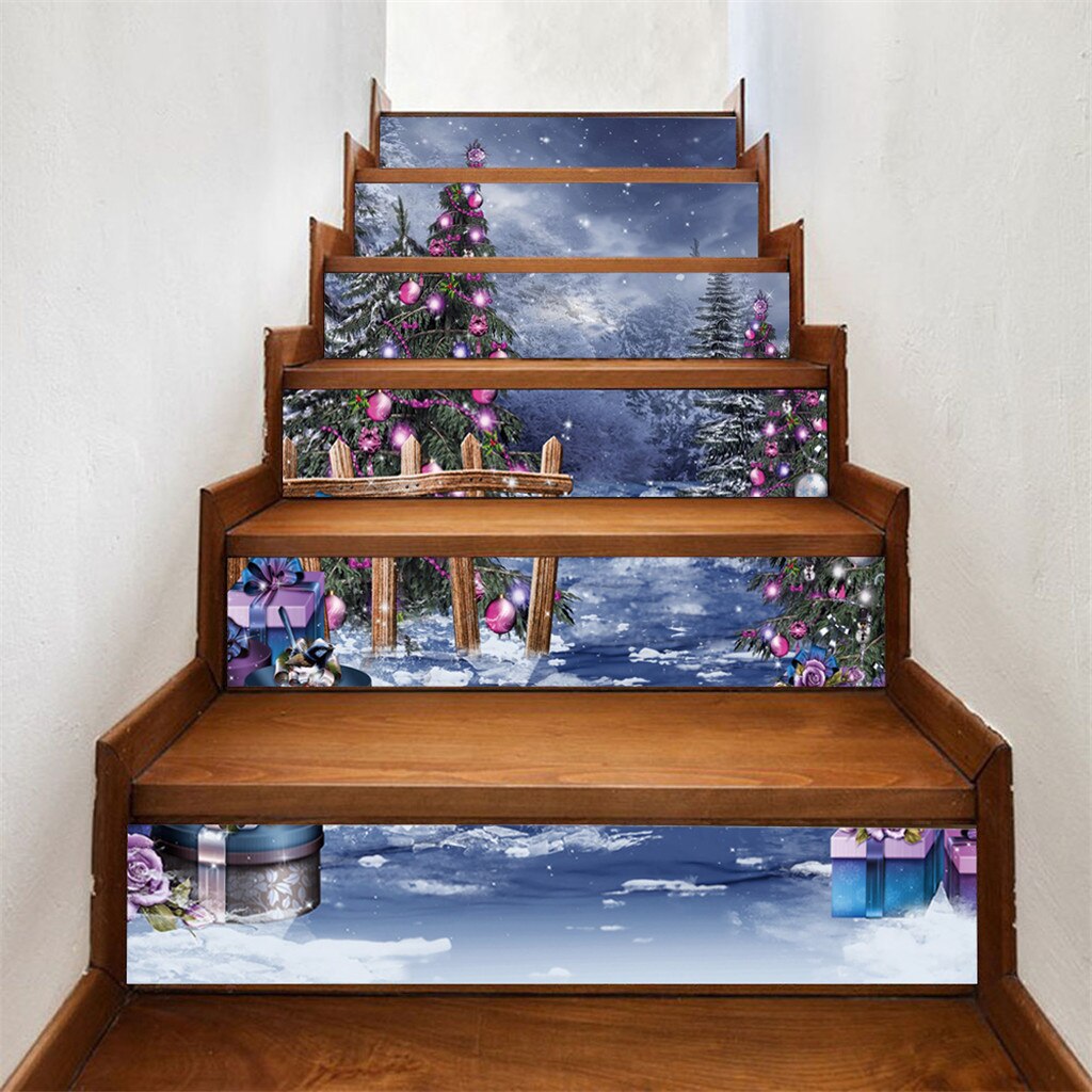 Stairs sticker Christmas 3D Simulation Stair Sticker Waterproof Wall Sticker Home Decor DIY self-adhesive stair sticker