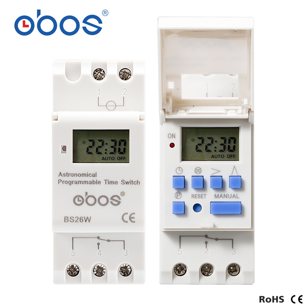 Astronomiskt programmerbar tidsomkopplare  bs26w ac220v programmerbar digital timeromkopplare 16a valbar spänning  ac110v dc12v dc24v