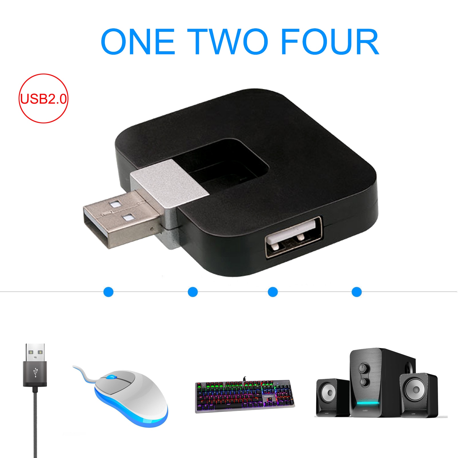 Wireless Micro USB 2.0 4-Port Distributor Multi Hub Splitter Power For Computer