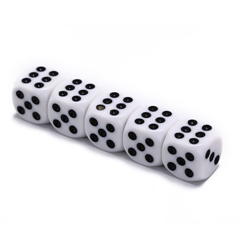 10mm/16mm Trinken Würfel Acryl Weiß Runde Ecke Hexaeder Würfel Verein Party Tisch Spielen Spiele RPG Würfel einstellen 5 Teile/los