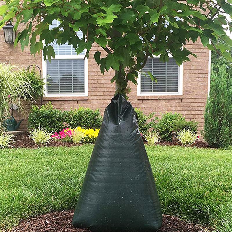 PE Water Drip Bag Tree Watering Bag Slow Release Watering Bag Tree Irrigation Bag With Zipper 20 Gallon For Garden Yard (Green)