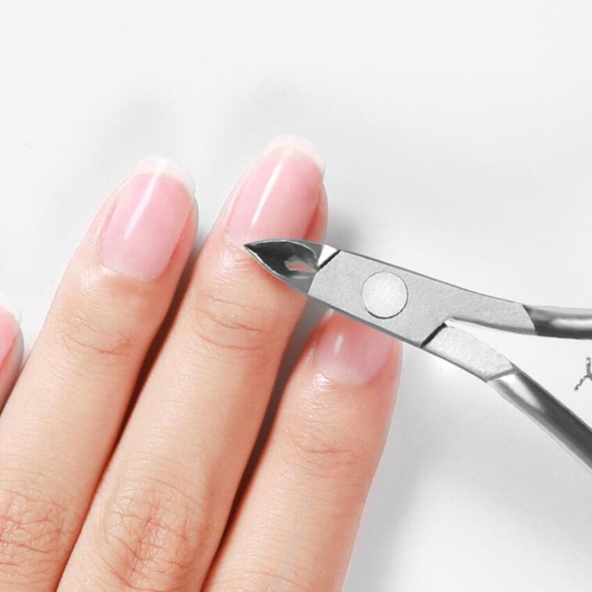 Tijeras de acero inoxidable para cutículas, pinzas para manicura y pedicura, removedor de piel muerta, herramientas para el cuidado de las uñas, 1 ud.