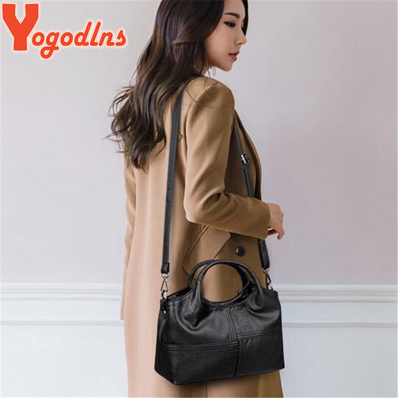 Yogodlns-Bolso cruzado de cuero sintético para mujer, bandolera de hombro de estilo Simple a rayas, de , Retro, informal, grande