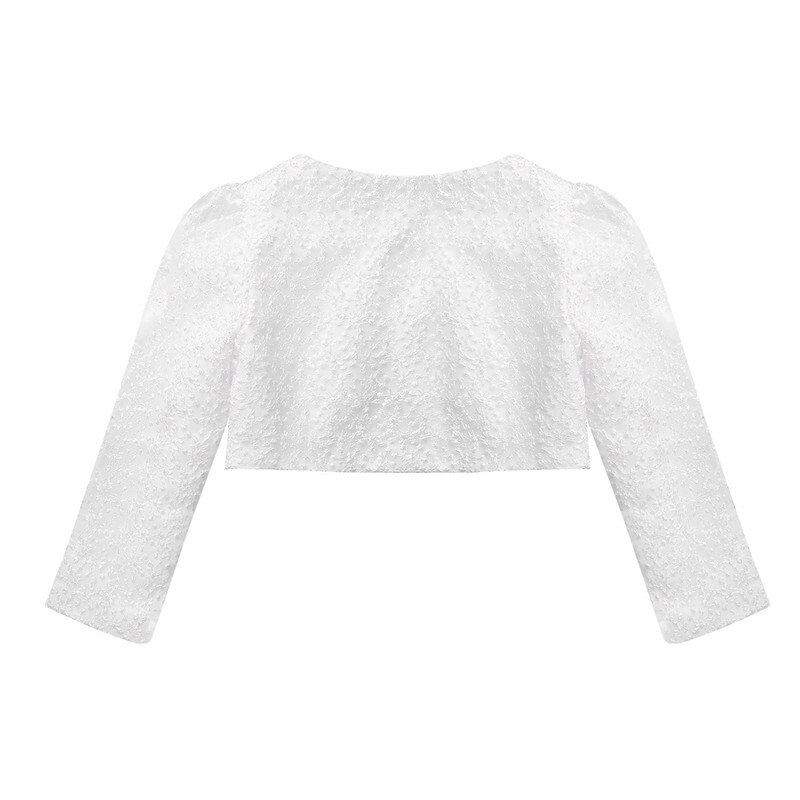 Cárdigan de manga larga para niña y niño, Bolero con cierre y cierre, Bolero, para de boda, vestido de flores, capa envuelta, color blanco