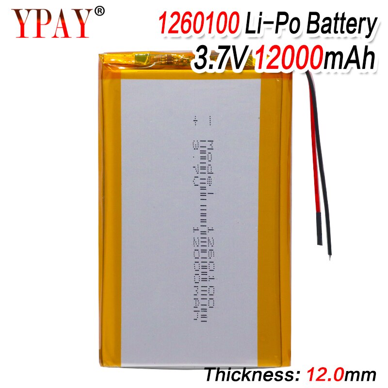 Polymeer Batterij 3.7V Lithium Polymeer Batterij 1260100 12000 Mah Game Machine MP3 MP4 MP5 Lithium Batterij Gps Navigator