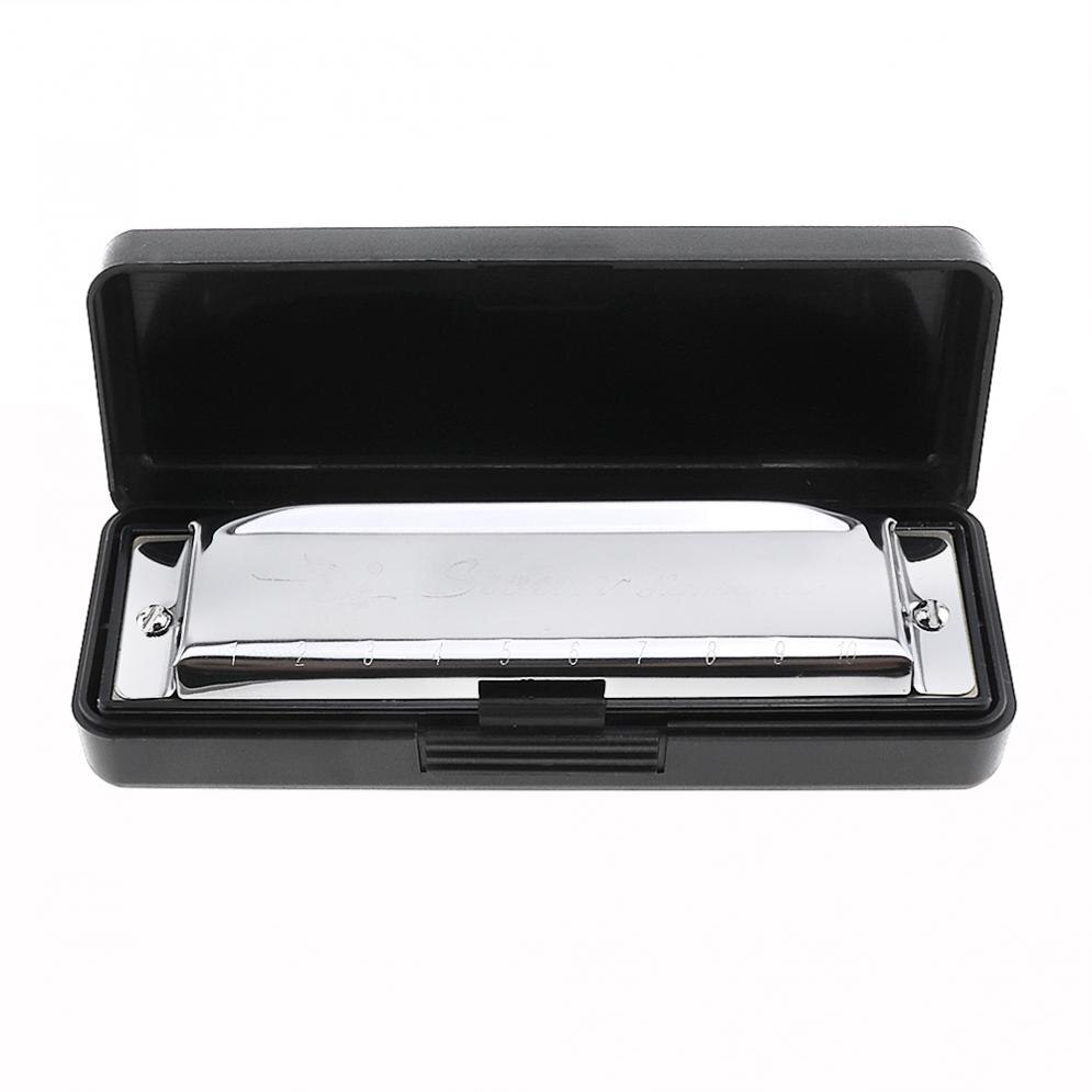 Harmonica diatonique en argent 10 trous 12 tons, instruments de musique en acier inoxydable pour débutant