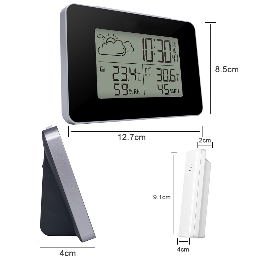 FanJu – réveil numérique FJ3364, Station météo, capteur sans fil, hygromètre, thermomètre, montre LCD, horloge de Table de bureau
