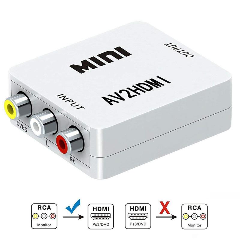 Hdmi Naar Av Scaler Adapter Hd Video Converter Box Hdmi Naar Rca Av/Cvsb L/R Video 1080P HDMI2AV Ondersteuning Ntsc Pal: WHITE