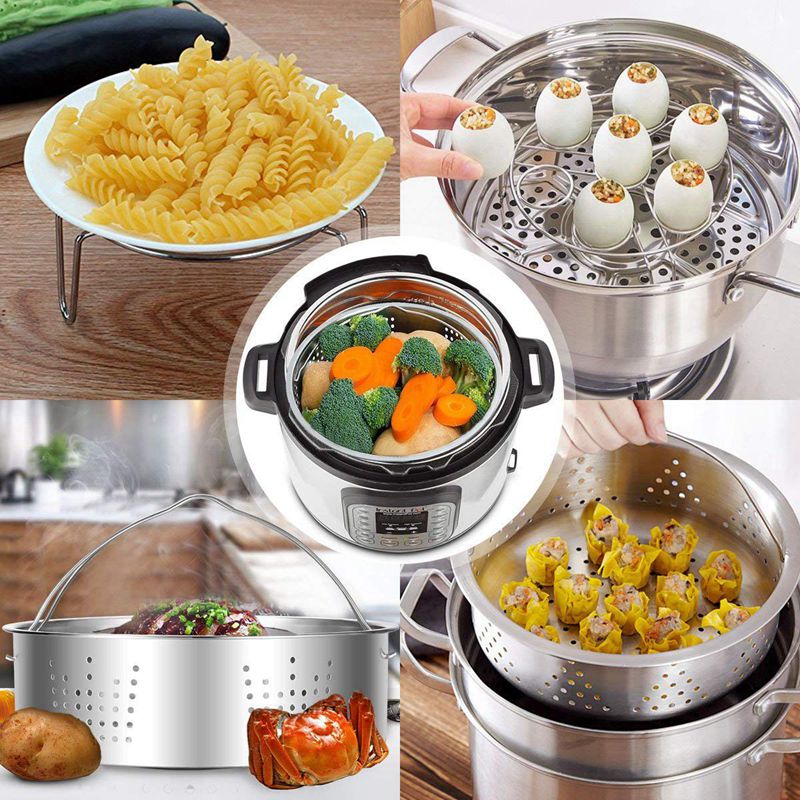 Damperkurv med eggdampstativ til øyeblikkelig og trykkoker tilbehør vegetabilsk dampstativstativ passer til 5,6,8 qt pressu