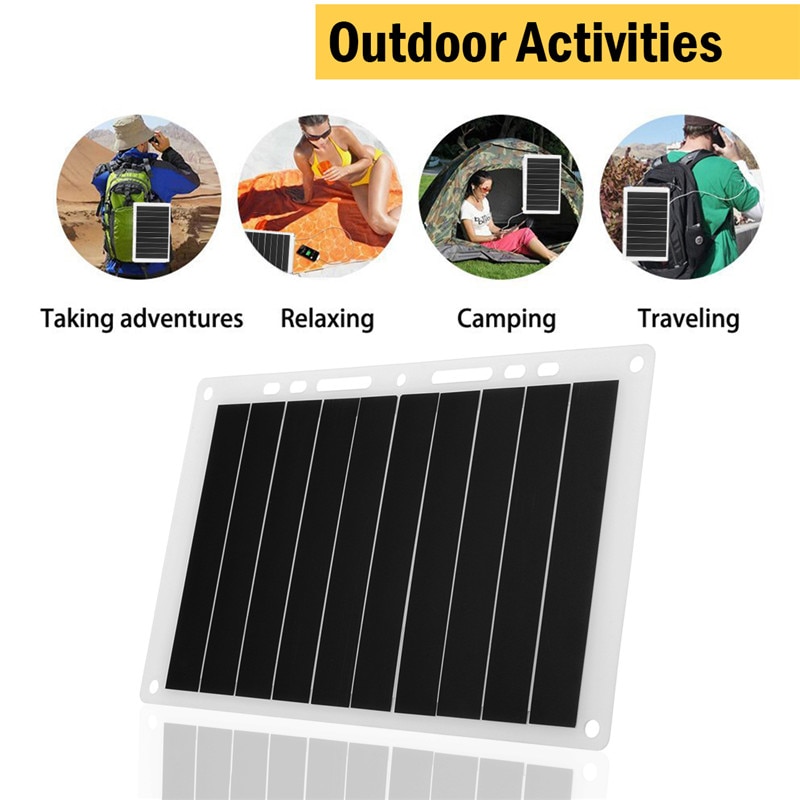5V 10W portátil Ultra delgado monocristalino silicio USB Panel Solar cargador al aire libre Placa de carga Solar