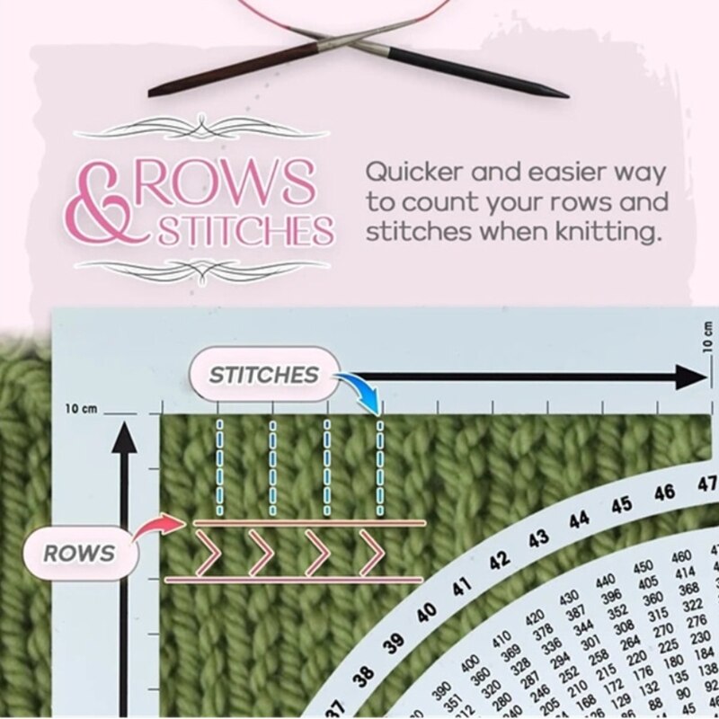 Convertisseur de jauge à tricoter-calculatrice de point de tricot et règle de cadre de comptage, outils de tricot pour le tricotage de chandail-Kn