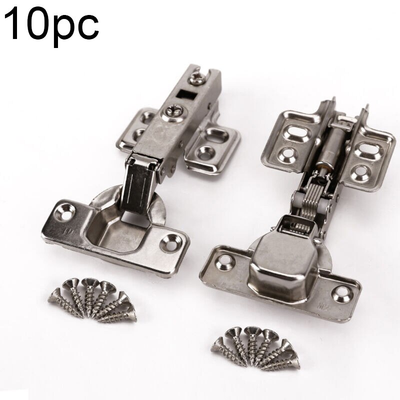 10pcs Soft Close Full Overlay Cupboard Cabinet Hydraulic Door Hinge Plates With Screws Closing For 18mm Cabinets Home Hardware