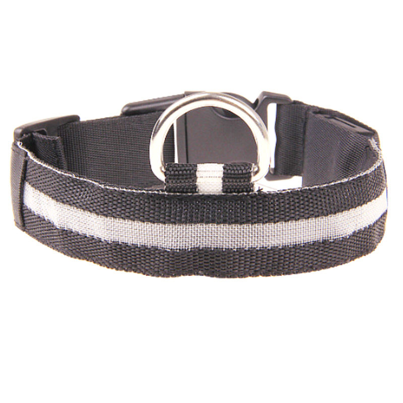 Nylon LED Dog Collar Light Night Safety LED Flashing Glow Pet Supplies Pet Cat Collars Dog Accessories for Small Dogs Collar LED: Black / M
