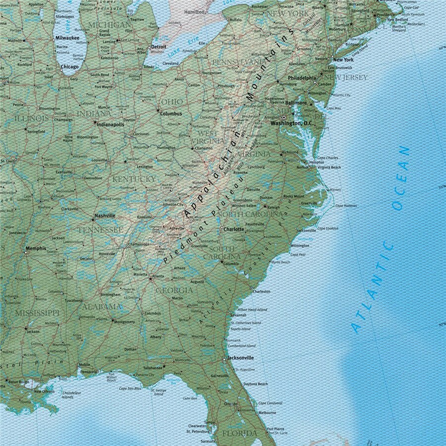 USA Equator Maps Geographical Canvas Poster Retro Painting Bar Cafe Wall Sticker Picture Living Room Bedroom Decoration