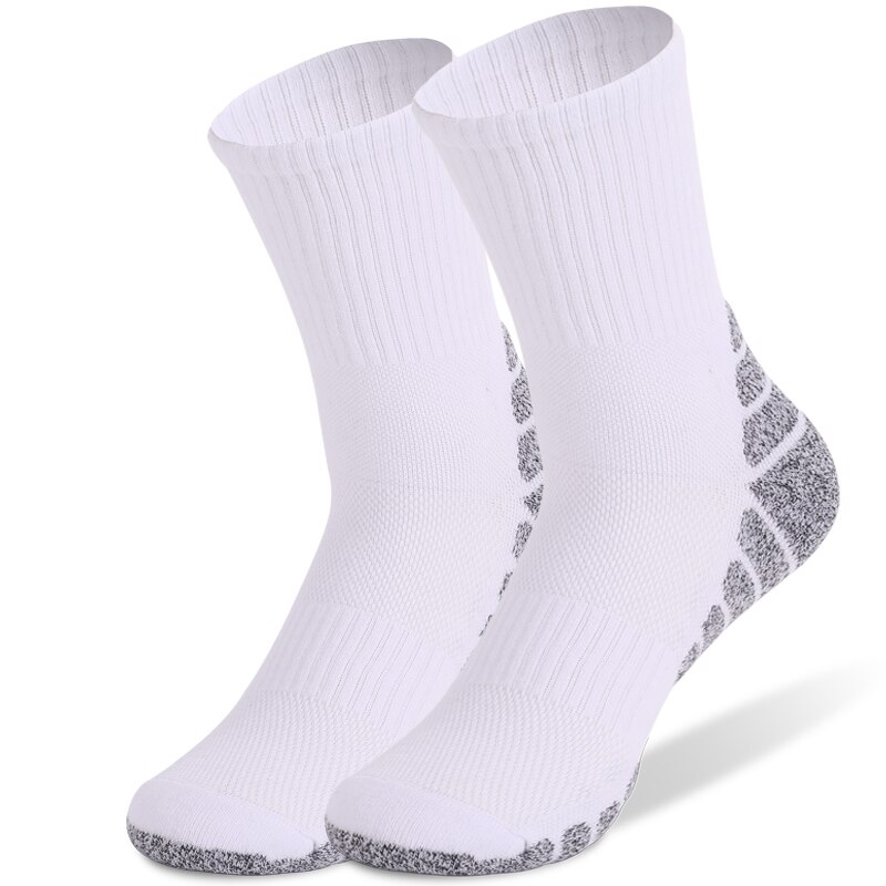 Calcetines de esquí para hombre de algodón transpirables y más gruesos, para deportes al aire libre, senderismo, senderismo, 2 pares,: Blanco / L (EU 39-42)