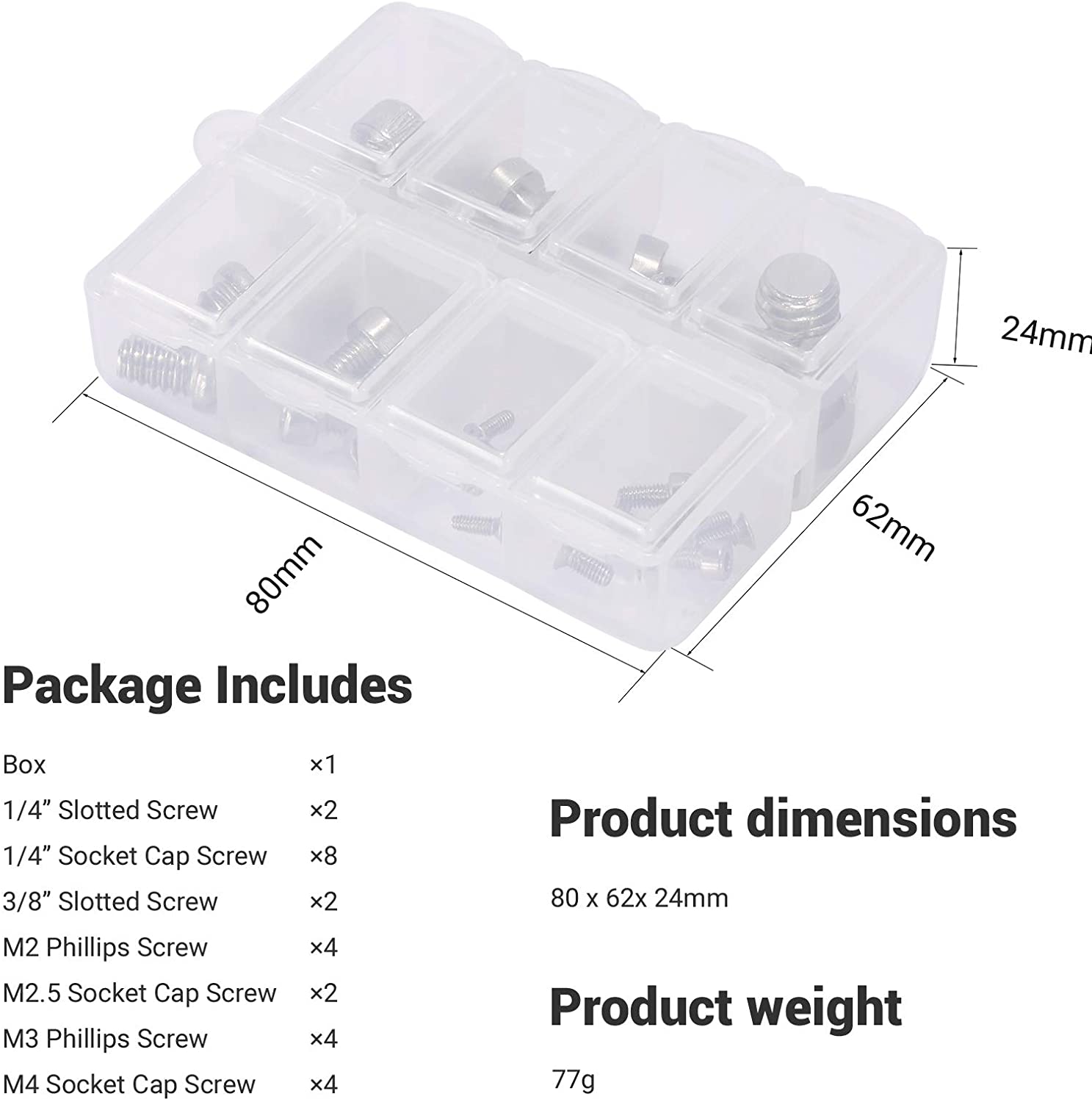 Smallrig kit completo de 26 parafusos de montagem para gaiolas de câmera, alças, placas inclui 1/4 ”, 3/8 m2, m2, m2.5, m3/m4 aak2326