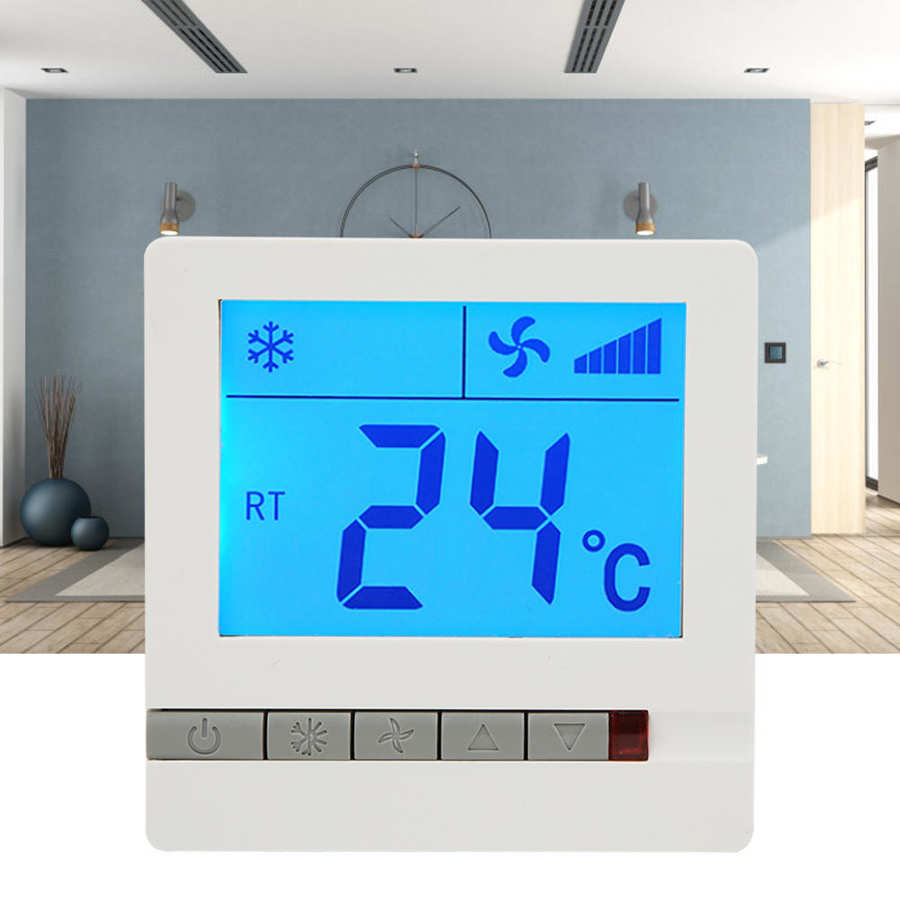 LCD Digital Thermostat Delay Compressor Protection Fan Coil Unit Temperature Controller Thermostat