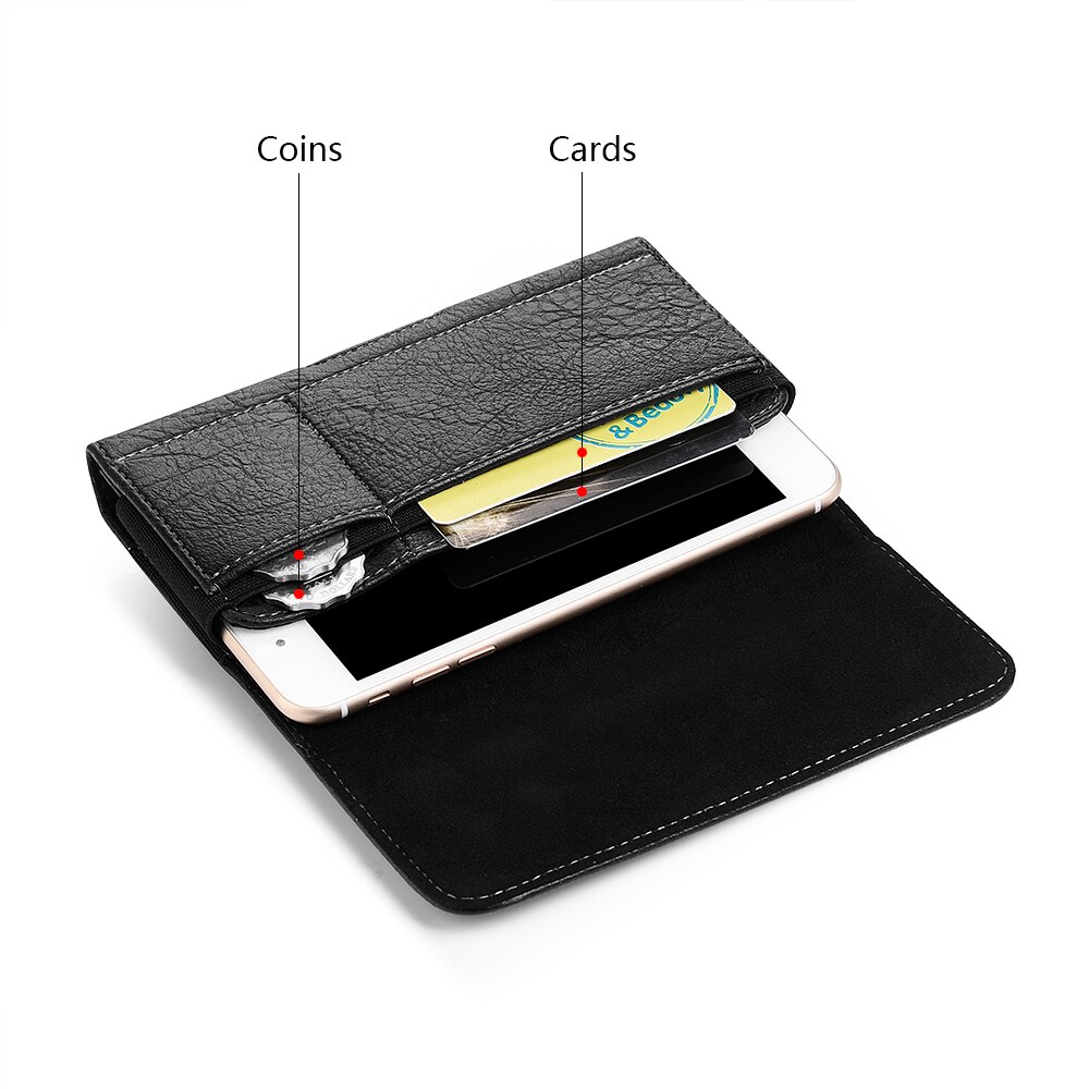 Universele Pouch Wallet Case 6.3/5.5/4.7 Inch Taille Tas Magnetische Horizontale Telefoon Cover Voor Iphone X 8 7 Telefoon Riem Holster Clip